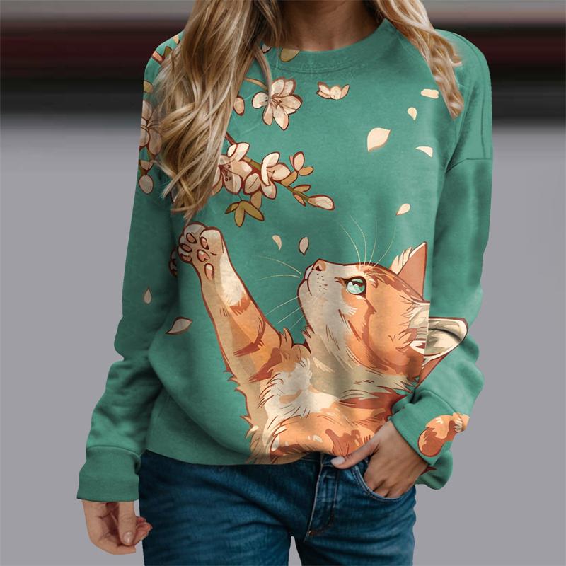 

Fashion Art Pattern 3D Printing Cat Cartoon Women s Long Sleeve 5XL