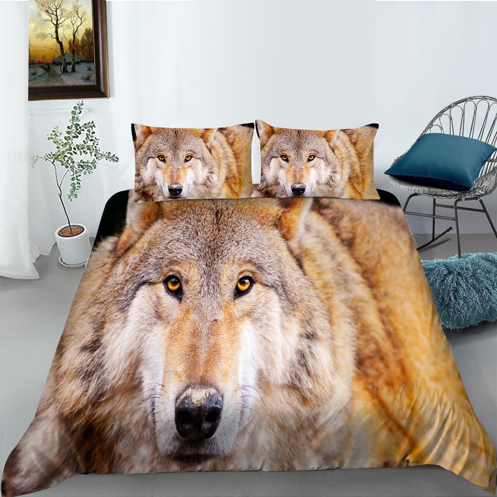 Wolf Series Equal Polyester Bedding Two Or Three-Piece 3D Digital Printing