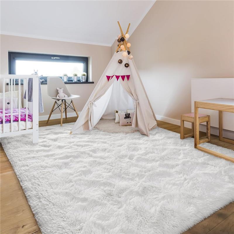 Area Rugs for Bedroom, Upgrade Non-Slip Grey Fluffy Soft Shag Carpet, Indoor Floor Gray Fuzzy Shaggy Living Room Plush Rug for Kids Home Dorm Decor