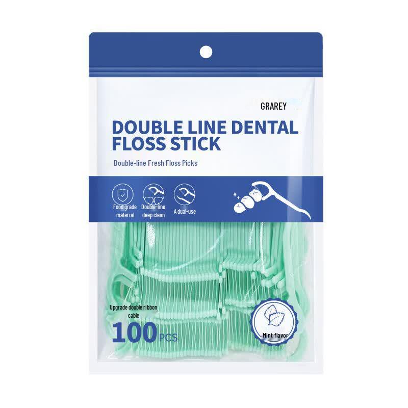 GRAREY Double Line Dental Floss Picks Set with Automatic Dispenser