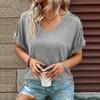 Spring and Summer Pure Color Button-up Fashion Short-sleeved Women's T-shirts