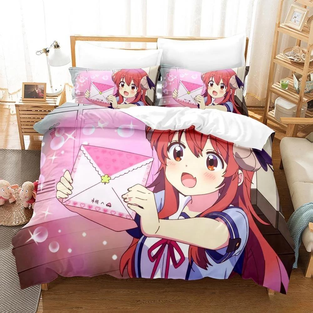New Anime Girls The Demon Girl Next Door Bedding Set Single Twin Full Queen King Size Bed Set Adult Kid Bedroom Duvet cover Sets