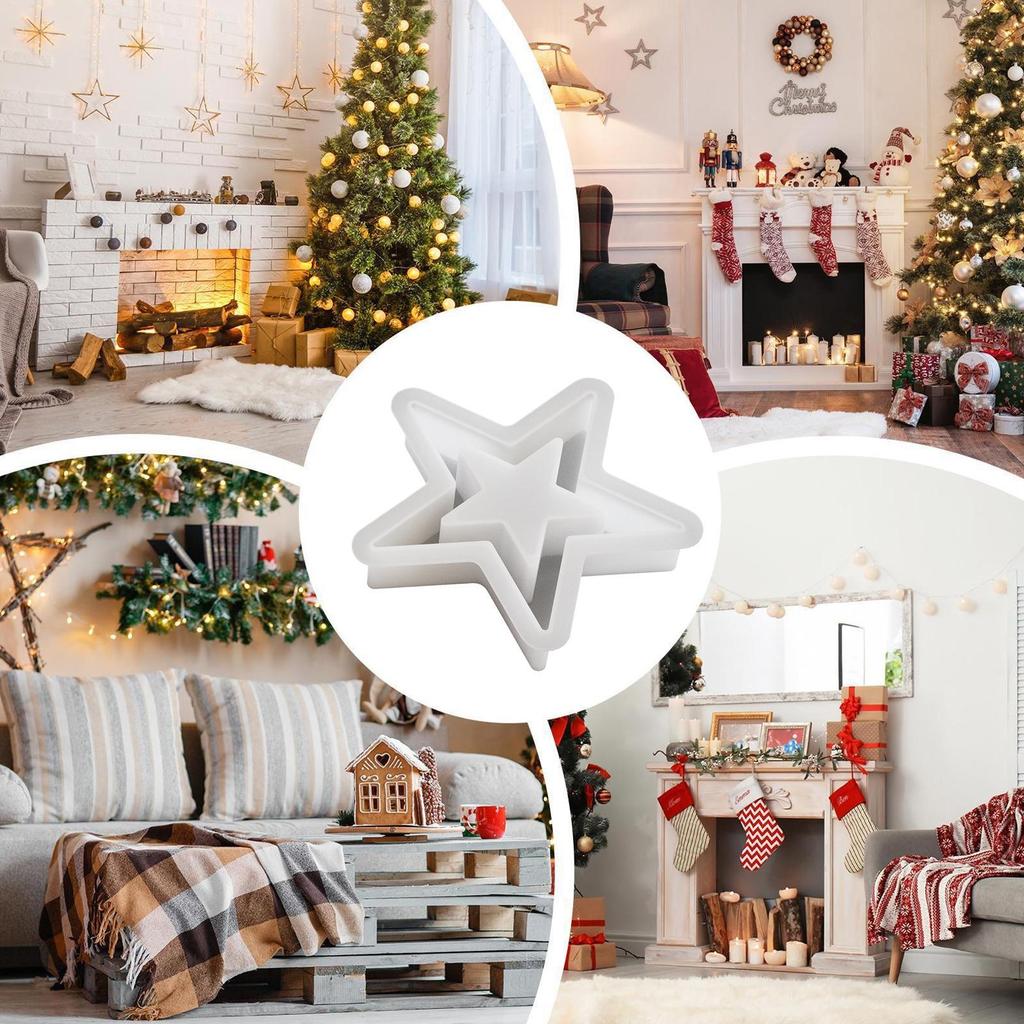 Star Candle Mold Moulds Ornament Decoration Christmas Silicone Molds For Baking Candy Making Tree Ornament Soap Cake Holiday