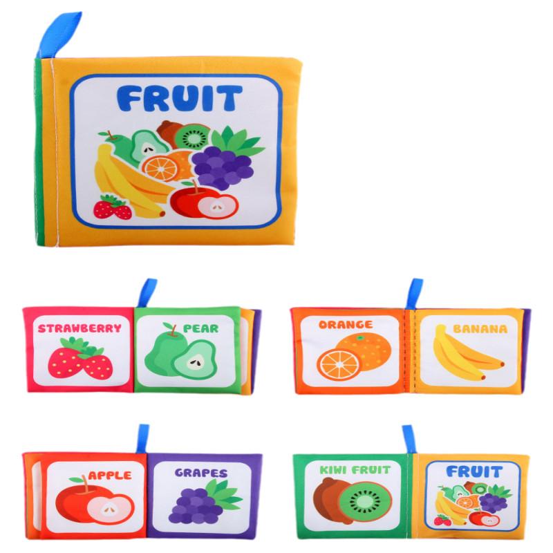 

Книжка из ткани для раннего развития ребенка, черно-белая, устойчивая к разрывам, со шуршащей бумагой, ладонная книжка из ткани для младенцев и малышей Fruit