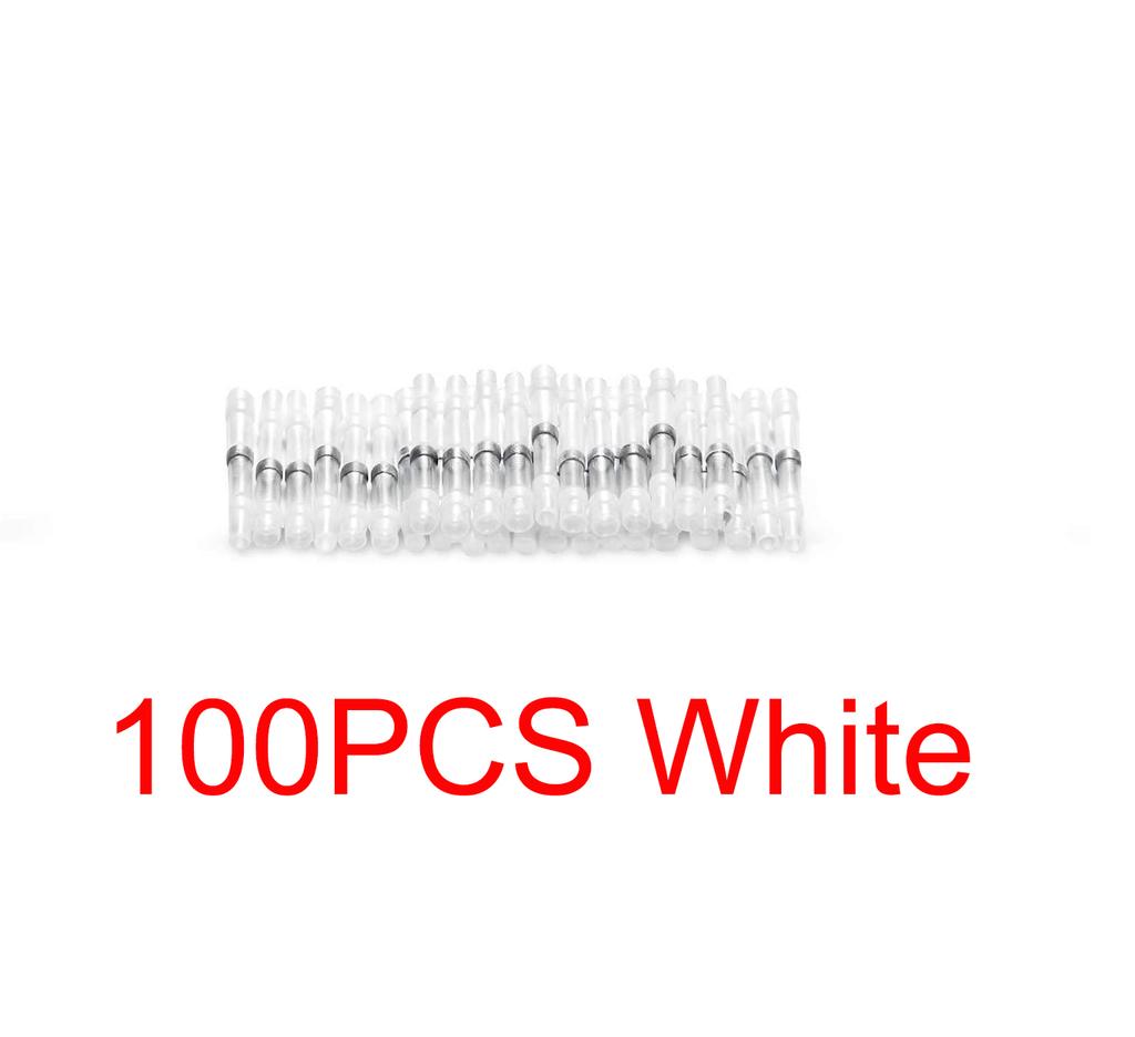 100pcs Solder Seal Wire Connectors Heat Shrink Solder Seal Butt Connectors Electrical Terminals Insulated Waterproof Copper Wire