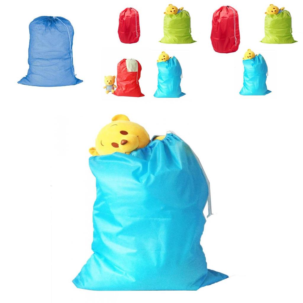 Durable Robin Blue Nylon Laundry Bag With Drawstring Closure Rectangular Shape