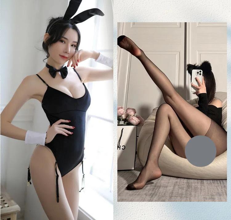 Sexy Lingerie Sexy Bunny One-piece Uniform Crotch Hidden Button Tease Passion Suit Velvet