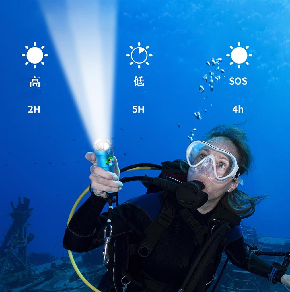 Diving 3 Lighting High 5000 Usable Up To 250m Submersible Compact LED Underwater Battery Level Ideal for Outdoor Activities Like Emergency and Power