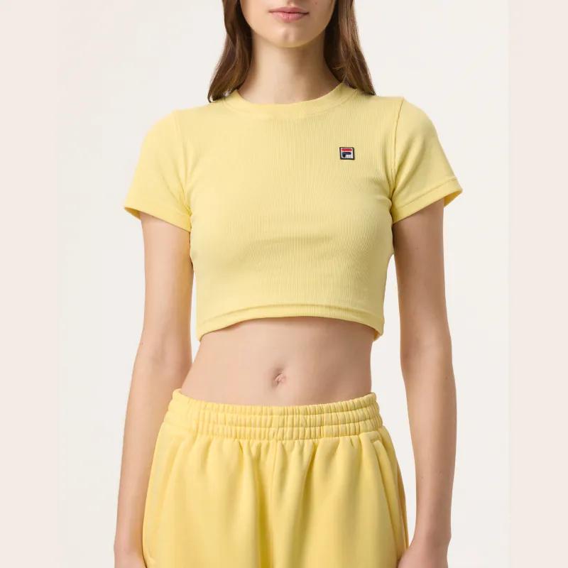 FILA X Hailey Collaboration Athletics Series Fashion Comfortable Short Sleeve T-Shirt Women tops Yellow A71W523101F-YE