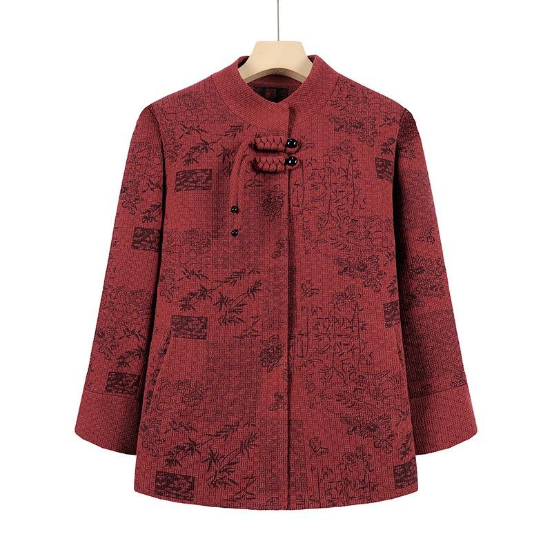 

Autumn women s coats, fleece tops, medium old lady clothes, autumn and winter suits 5XL (recommended 140-77.5kg)