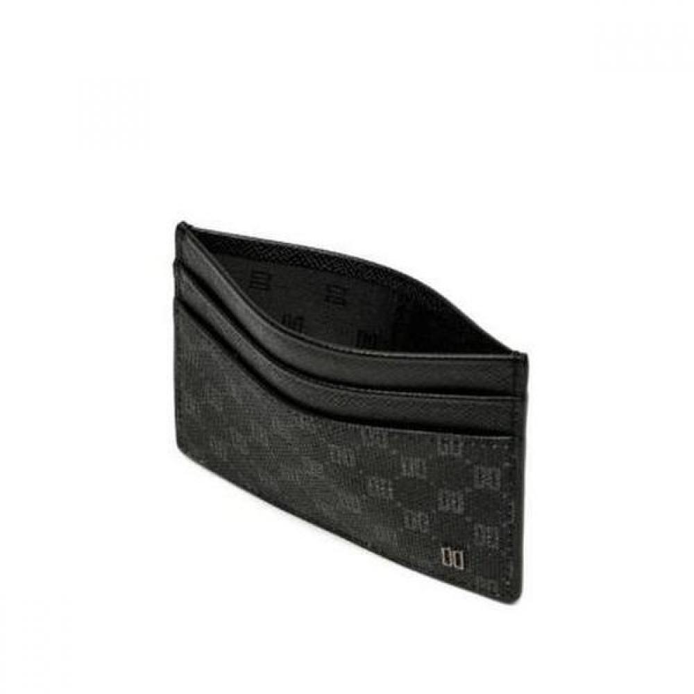 Daks Black Leather Dd Pattern Card Holder Dbho2f131bk