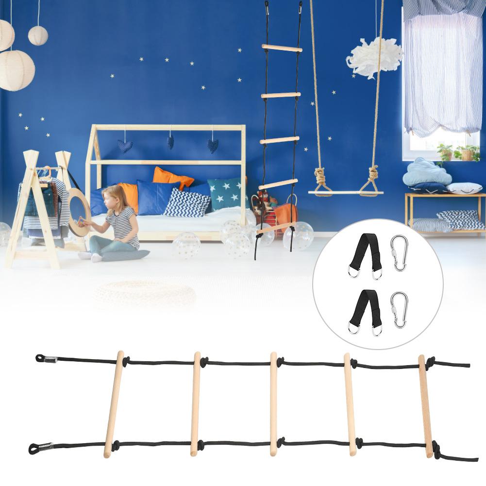 Children Swing Recreation Toy 5 Steps Outdoor Kid Wooded Playing Climbing Rope Ladder Fitness Equipment for Indoor