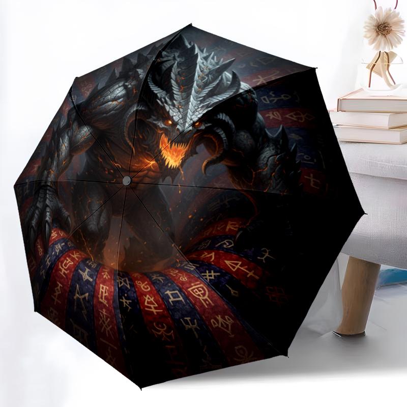 1 szt. Automatyczny Składany Parasol - Wzór Kreskówkowy, Przenośny i Składany Design z 8 Żebrami, Prezenty Świąteczne i Urodzinowe