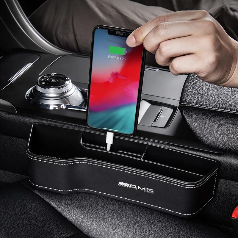 BVR1 Car Seat Gap Storage Box Auto Organizer Accessories For Mercedes Benz AMG GLE GLS CLS GLC CLA GLA GLK ML C197 R231 W167 W247 CLK