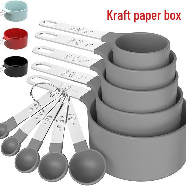 10-Piece Stainless Steel & Plastic Measuring Cups and Spoons Set - Essential Baking Utensils for Cake and Bread