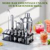 Cocktail Shaker Set, 23-Piece Boston Stainless Steel Bartender Kit Cocktail Recipes Booklet, Professional Bar Tools for Drink Mixing