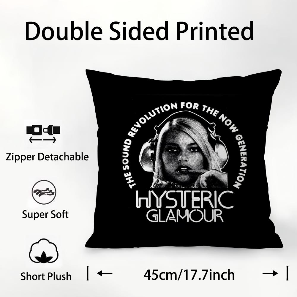 H-Hysterics G-Glamour Pillow Case Plush Fabric Soft Double Sided Print Sofa Cushion Cover Throw Pillow Covers