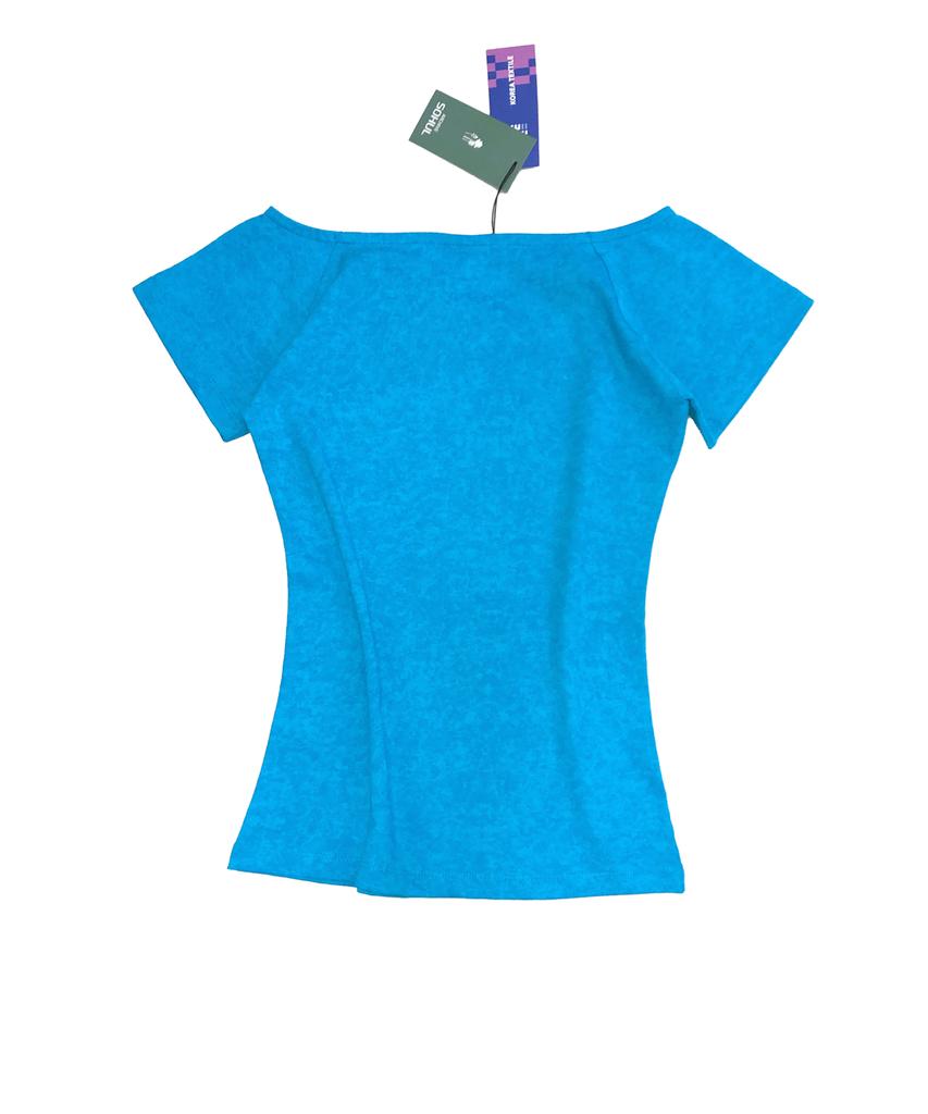 Soheul Mist Off-Shoulder Snap T (Aqua Mint)