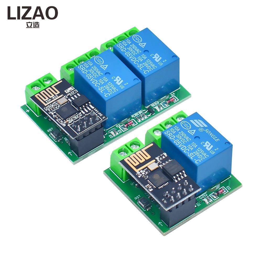 LIZAO 1 Channel ESP8166 WiFi Relay Module ESP-11 DC 1V with LED Indicator Reset Switch Low Level Trigger Relay Control Board