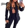 Cardigan Suit Jacket Women Coat Lapel Long Sleeve Solid Color Versatile Open Front Slim Fit Business Outerwear