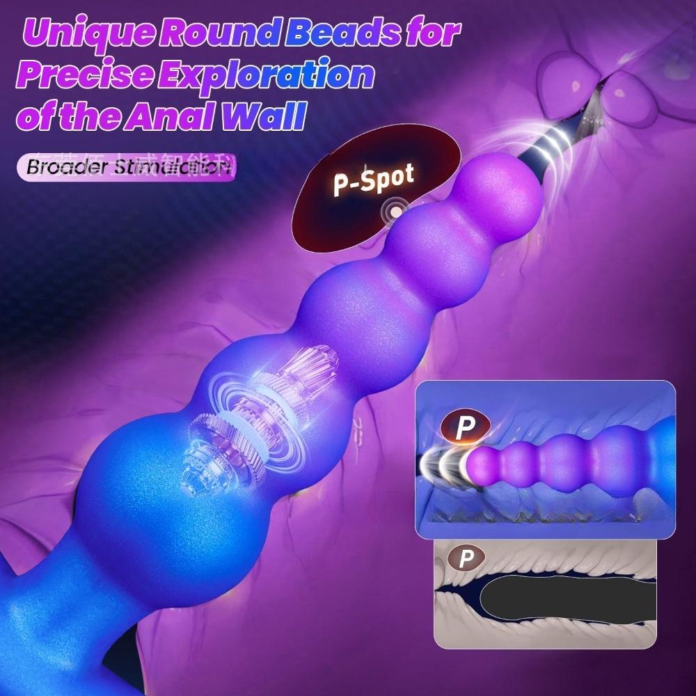 Remote Control Vibrating Anal Plug - Alien Beaded Dildo 10 Speeds, Silicone AV Wand for Men Women, BDSM Solo Play Adult Toy