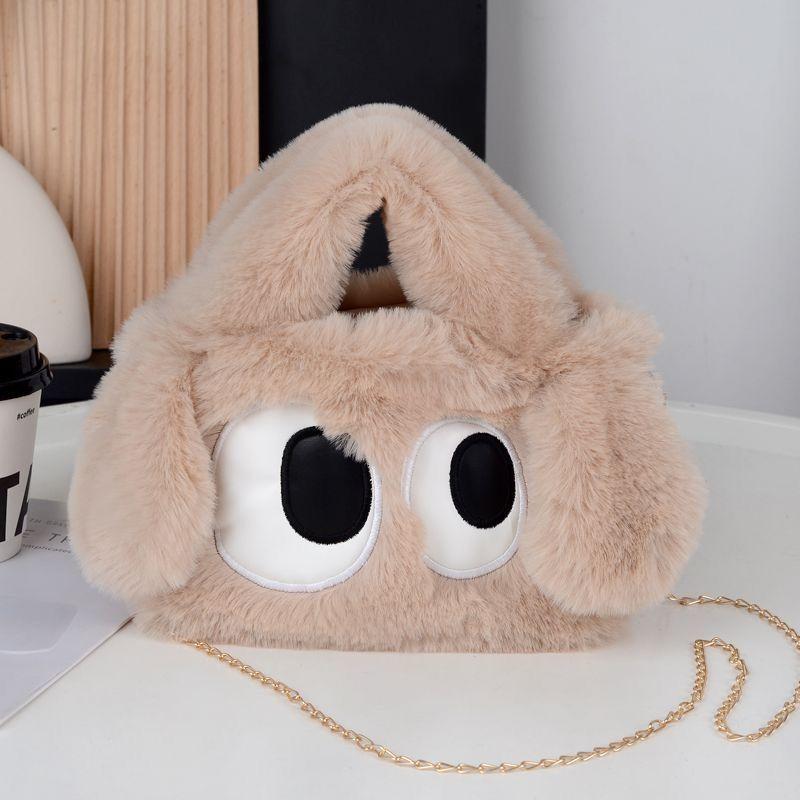 Plush big-eyed puppy handbag fluffy student new high-end shoulder texture cute girl messenger bag