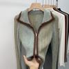 Maglione Autunnale Retro Donna Unico Cardigan Lavorato a Maglia Vintage Collo Chic