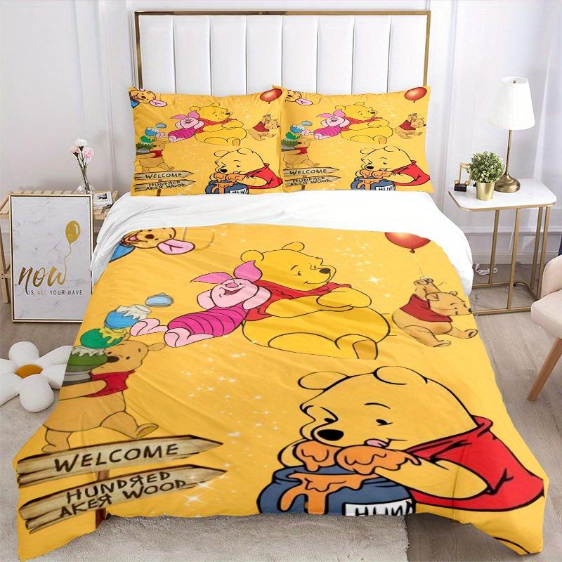 3pcs Piglet and Winnie the Pooh Printed Bedding Set, Soft and Comfortable Quilt Cover for Bedroom Q078