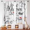 Rustic Kitchen Curtains,Retro Fork Spoon Wooden Plank Farmhouse Country Cooking Theme Funny Quotes Window Treatment for Bedroom