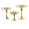 Gold Crystal Cake Stand - High-Footed Square Dessert Display Table for Weddings