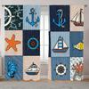 2PCS Digital Printed Curtains, Nautical Navigation Symbol Sailor Navy, Modern Home Decor Style for Living Room Bedroom Decor