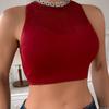 Summer Hollowed Out Tank Tops Women's Beautiful Back Sleeveless Top Slim Solid Short Female Camis Vest