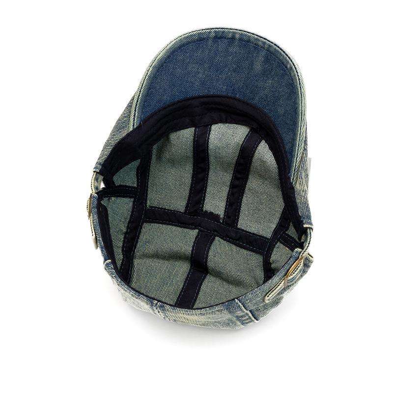 Vintage Denim Beret Women British Newspaper Boy Progressive Cap Solid Color Peaked Cap for Men