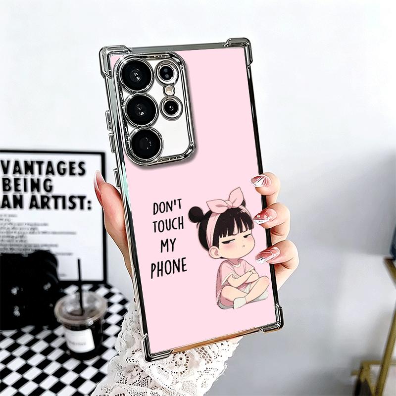 

Funny Dont Touch My CallPhone Plating Phone Case For Samsung Galaxy S24 S25 FE S26 Edge S23 Ultra S22 S21 Plus S20 Anti-Fall Air Samsung S26 Ultra