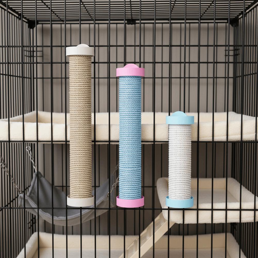 Cage Mounted Cat Scratching Post Replaceable Rotatable Cage Mounted Scratching Pole Multifunctional Easy To Install