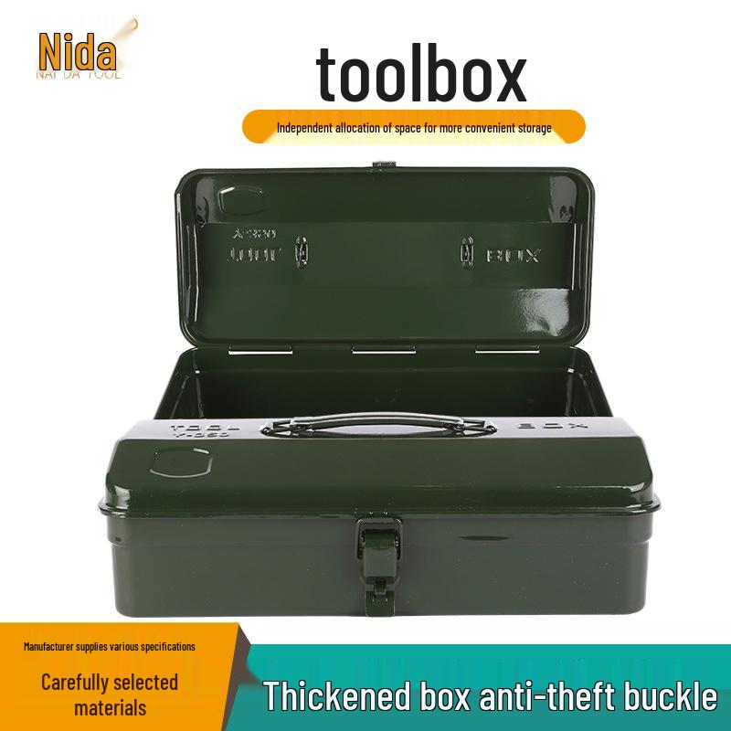 Green Sheet Metal Handheld Toolbox for Hardware Storage