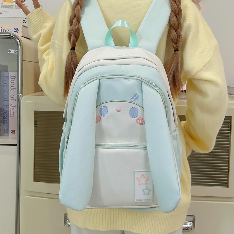 Big-eared Rabbit Simple Fresh Sweet Backpack Student School Shoulder Bag Kids Cute Travel Backpack for Children Birthday Gift