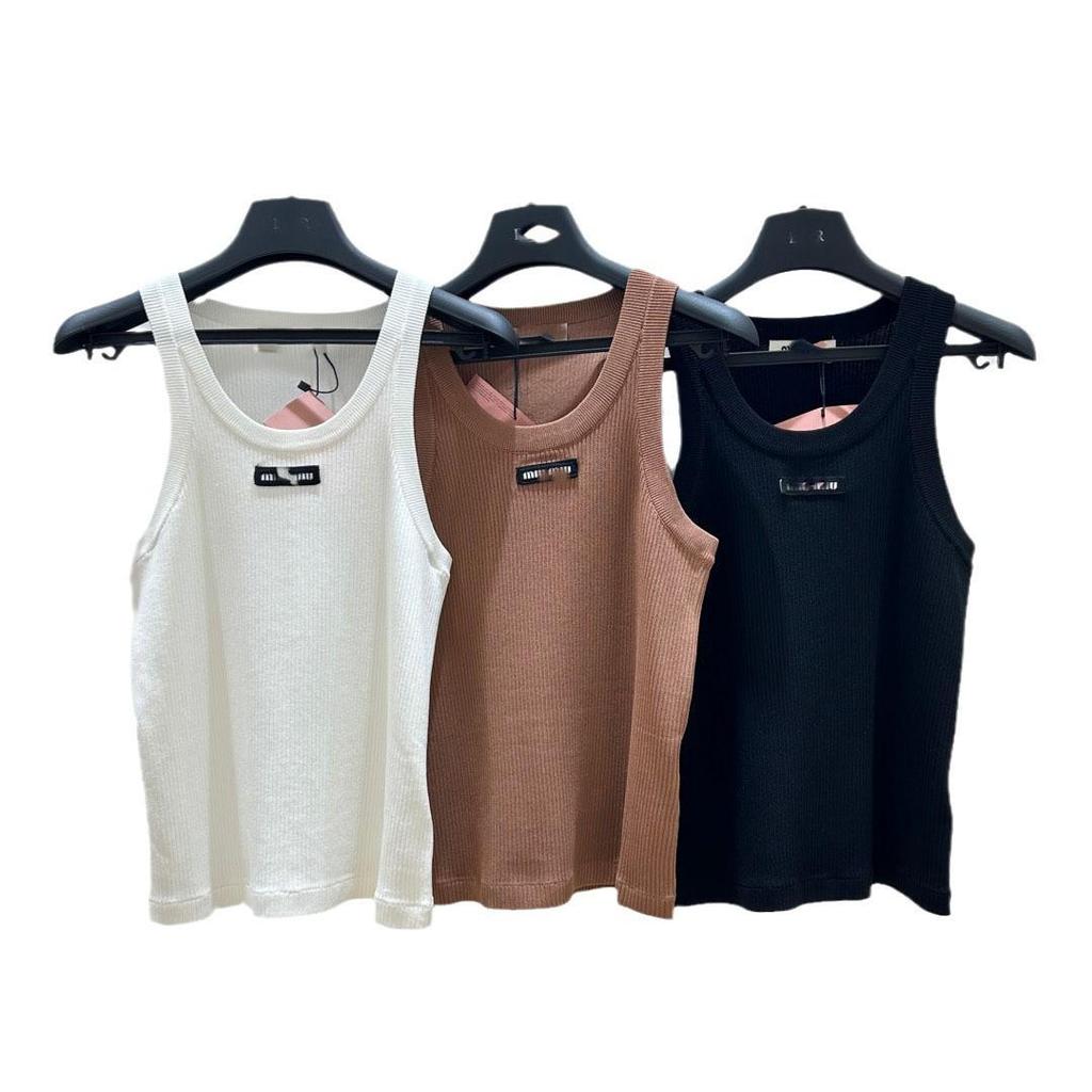 25MM Jacquard Rundhals Geripptes Stretch Ärmelloses Schlankmachendes Stricktop