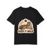 Cotton T Shirt White Tiger and Stars Keep It Wild Print Casual Wear for Men and Women Outdoor Adventure Style