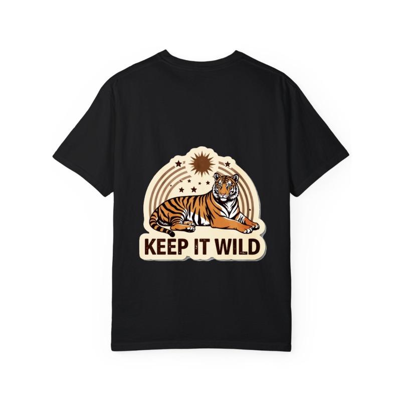 Cotton T Shirt White Tiger and Stars Keep It Wild Print Casual Wear for Men and Women Outdoor Adventure Style