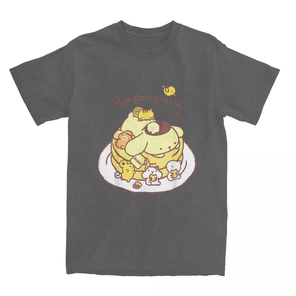 Футболка Pompompurin Pancake Friends для мужчин и женщин винтажная хлопковая футболка с круглым вырезом и коротким рукавом подарочная одежда XL оранжевый 1670₽