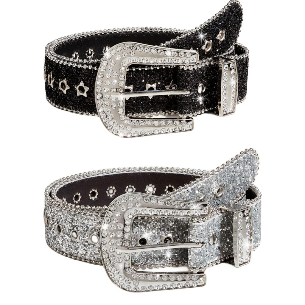 Women's Wide Rhinestone Belt – European & American Fashion Sequin Design Waistband