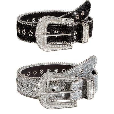 Breiter Strass-Gürtel für Damen – Europäisches & Amerikanisches Mode-Pailletten-Design-Taillenband