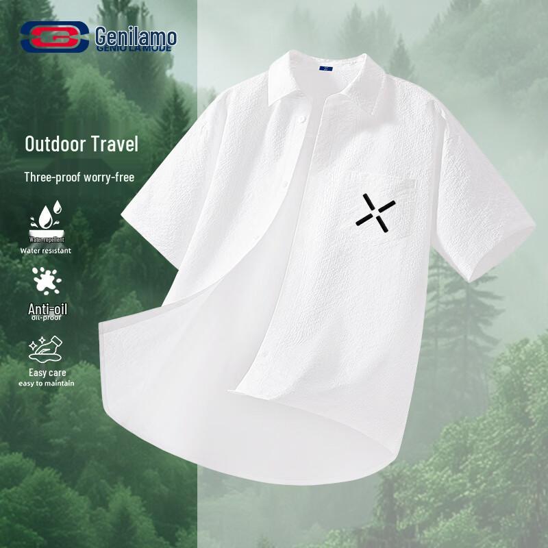 GENIOLAMODE Men s Anti-Stain Short-Sleeve Shirt 2XL