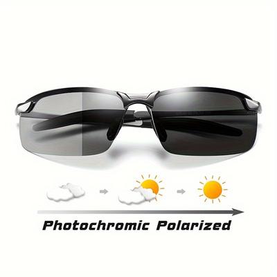 Photochromic Polarized Metal Fashion Glasses Men Women Discoloration Glasses Anti-Glare Driving Eyeglasses UV400