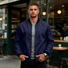 Men's Color Zip Up Baseball Jacket with Stand Collar