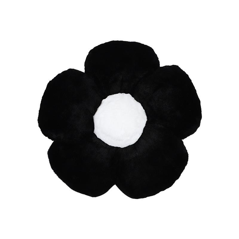 Classic Rabbit Fur Floral Black White Throw Pillow With Plush Comfort For Living Room Decor