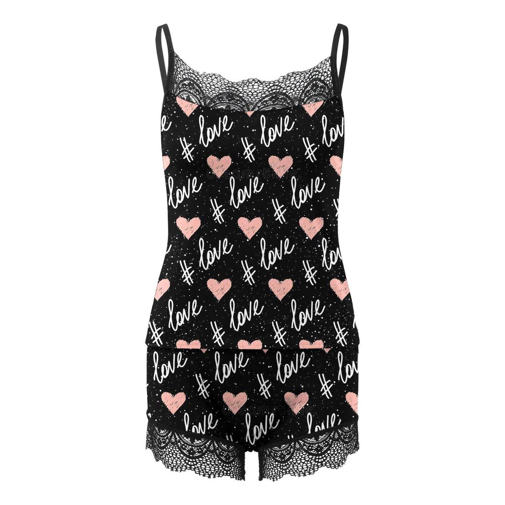 Women's Sexy Lingerie Fashion Lace Splicing Vest Shorts Two Piece Suit