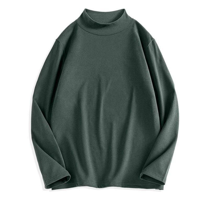 Men's Double-Sided German Velvet Long-Sleeve T-Shirt with Half-High Collar - Warm, Thick Autumn/Winter Base Layer