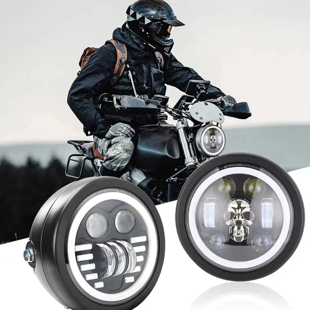 6.5 Inch Motorcycle LED Headlight White Yellow Dual LED Low Motorbike Light Headlights Color Beam High Spot S9R6